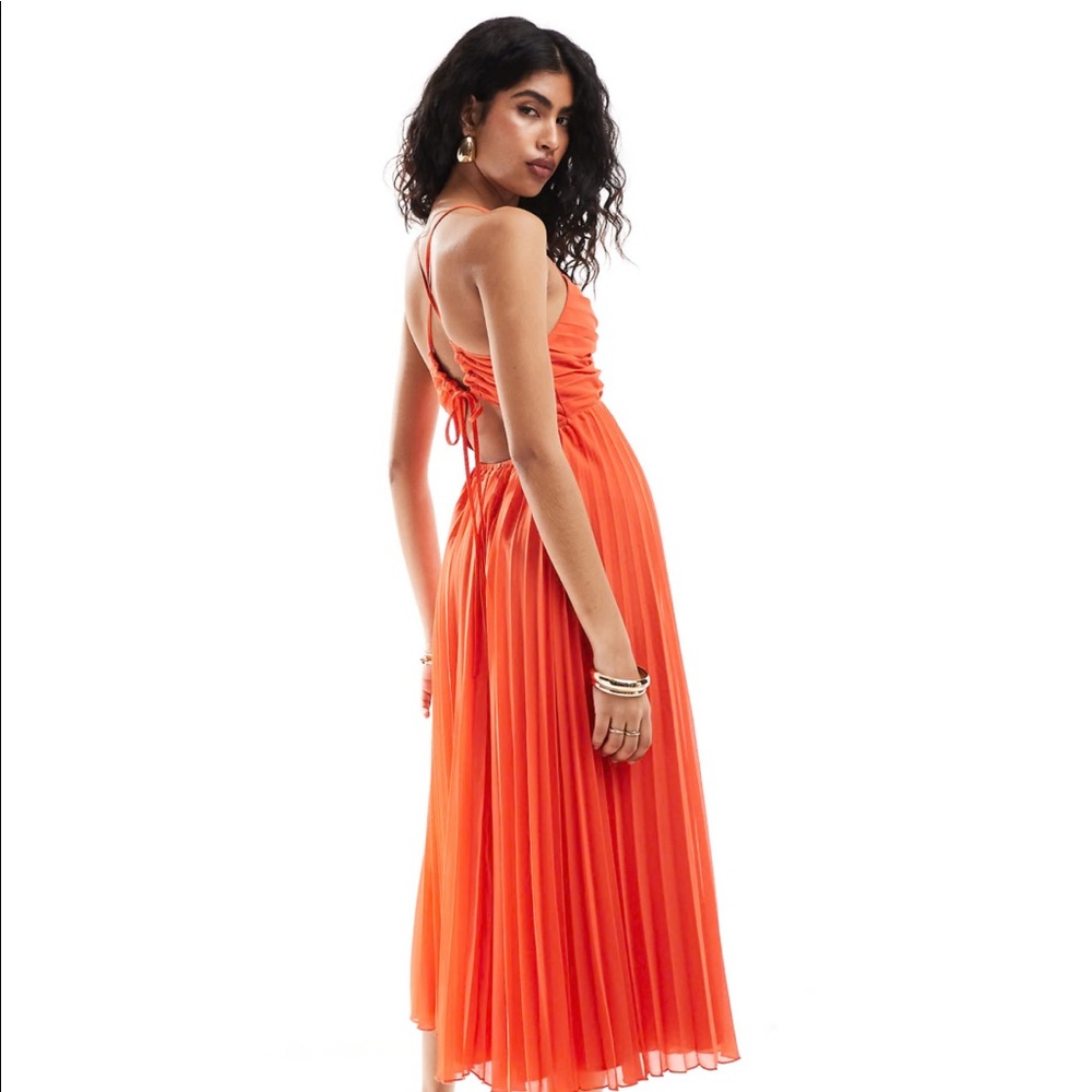 ASOS DESIGN pleated strappy midi w/ back detail